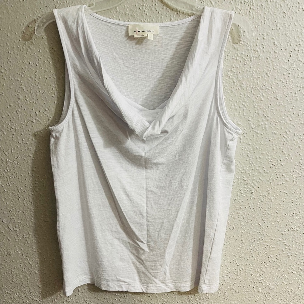 Anthropologie white swoop neck tank top size M